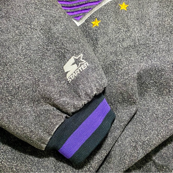 LA Lakers 90s STARTER puffer jacket Mens XL NBA vintage rare zipper hood - Picture 7 of 8